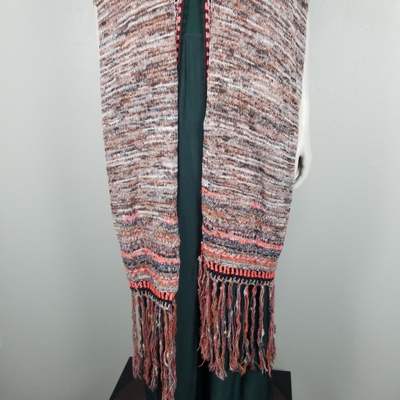 Free People Festival Lagenlook Jungle Heat Hood Tiger Fringe Cardigan Size XS - Picture 6 of 12